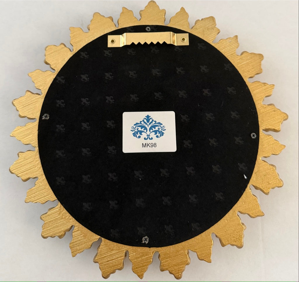 Gold Antiqued Round Port Hole style Sunburst Mirror - Medium Convex