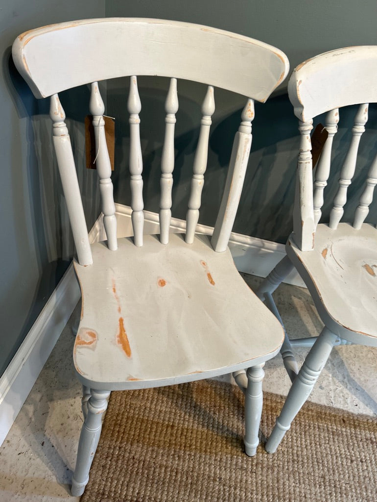 Two Painted Kitchen Dinning Chairs with a Shabby finish