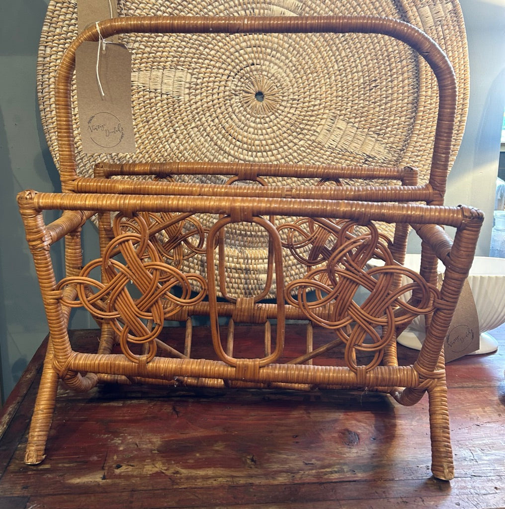 Vintage Wicker 1970's Magazine Rack