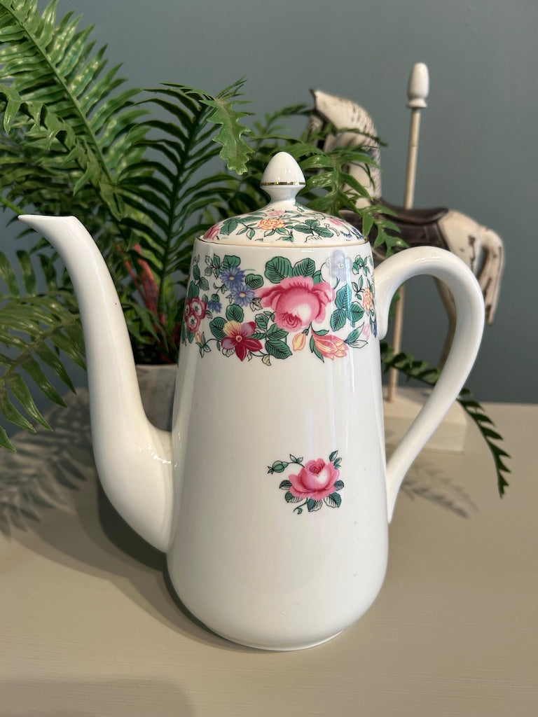 Vintage Floral Crown Bone China Coffee Pot - Thousand Flowers