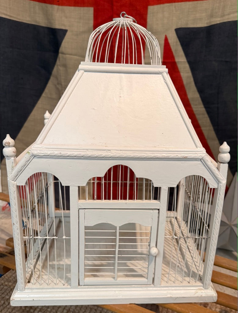 Antique White Bird Cage - Perfect for hanging a plant