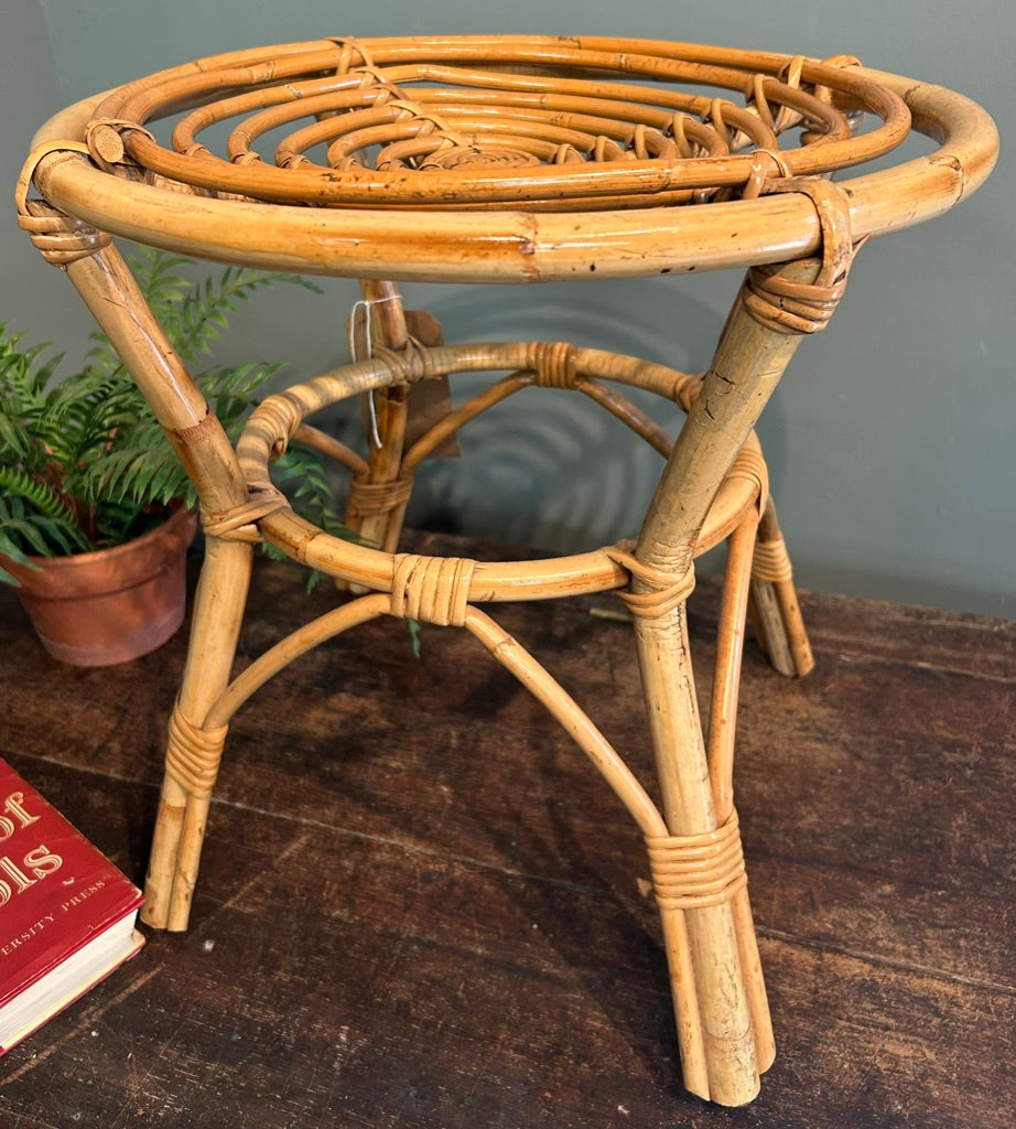 Vintage Round Bamboo Side Table