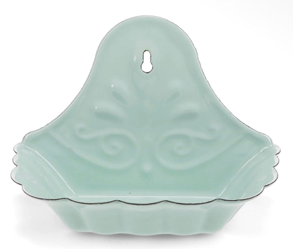 Vintage Style Enamel Wall mountable Soap Dish - Distressed Shabby Green