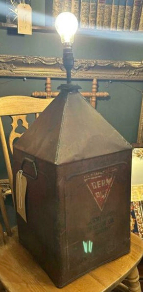 Rustic Vintage Motor Oil Pyramid Can Converted Lamp