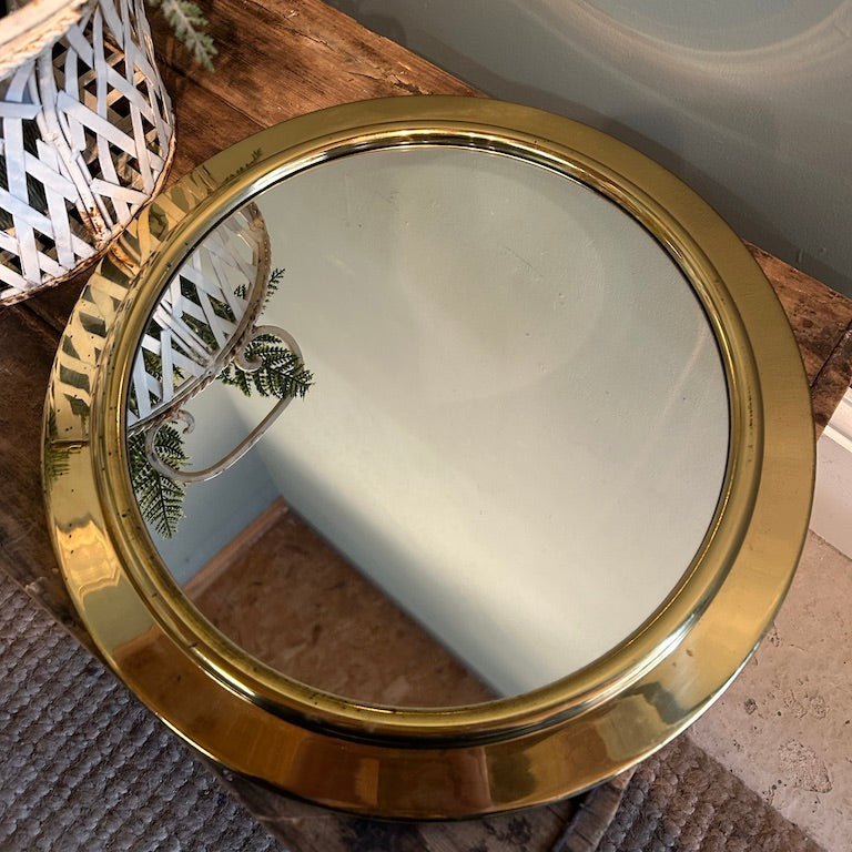 Vintage Brass Round Port Hole Mirror