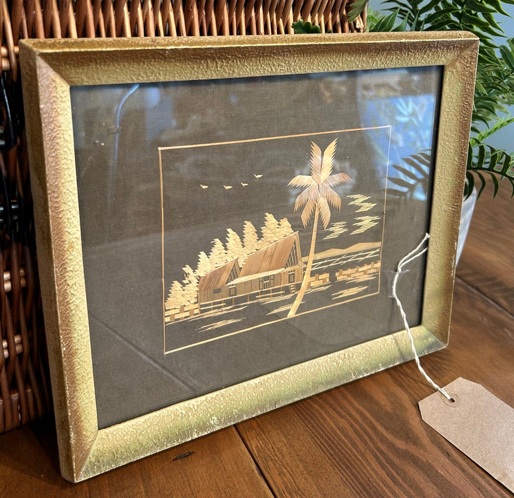 Vintage Straw Art Picture