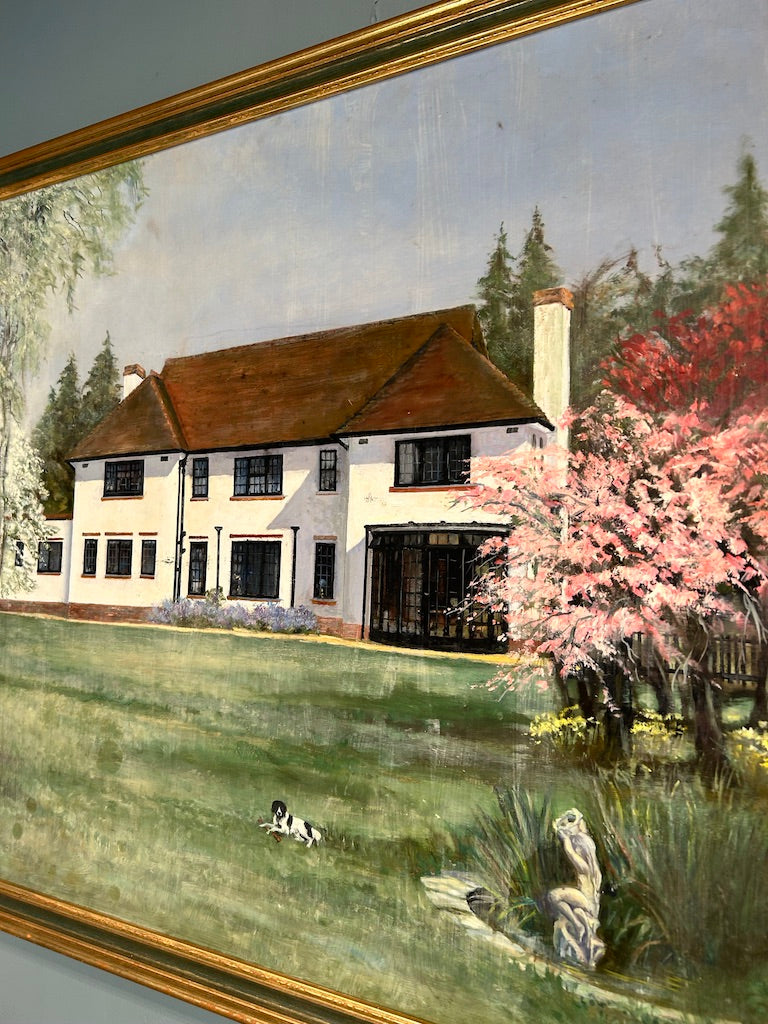 Vintage Architect Painting in Gold Frame