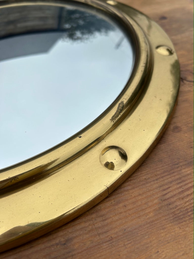 Vintage Brass Round Port Hole Mirror