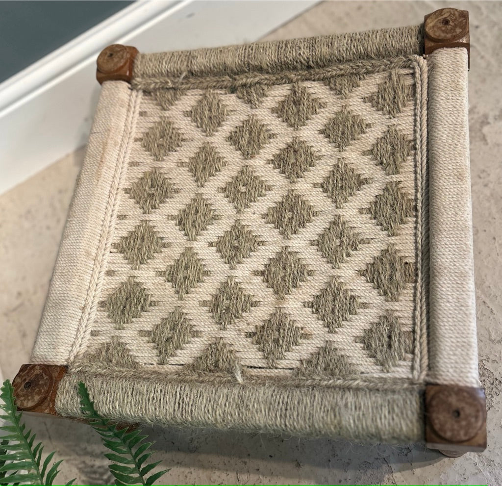 Vintage Indian Hand Woven Low Sitting Stool