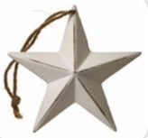 White 3D Wooden Hanging Star Decoration - Lightly distressed shabby finish