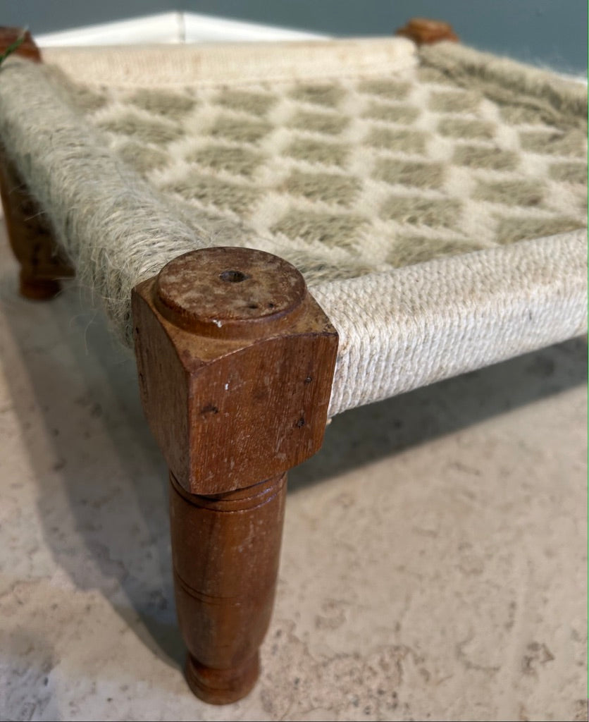 Vintage Indian Hand Woven Low Sitting Stool