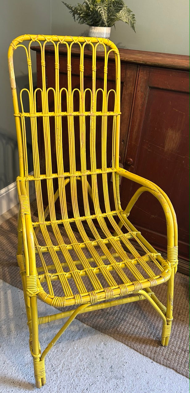 Vintage Bamboo Chair - Painted Yellow
