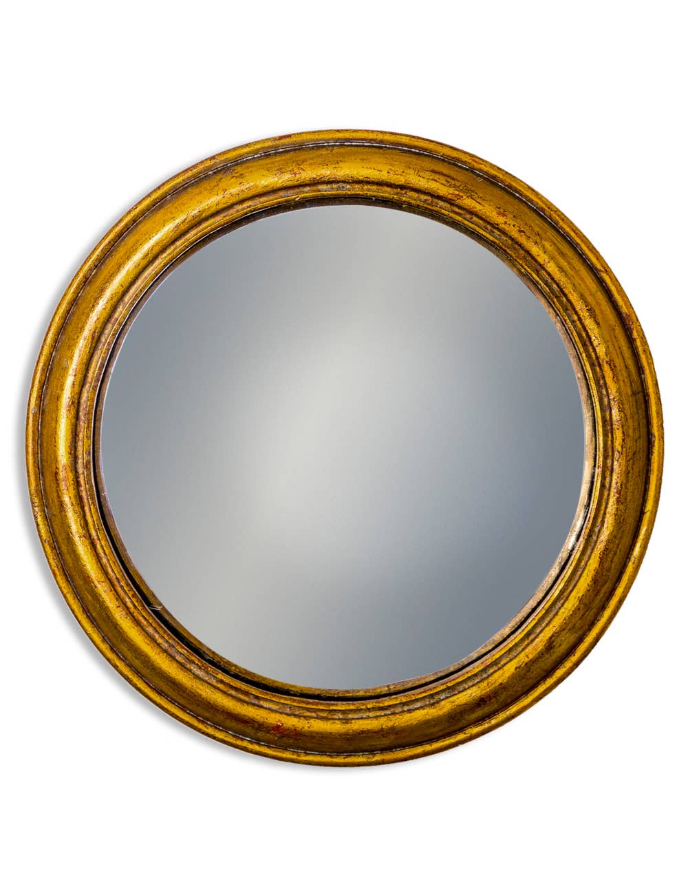 Antiqued Gold Round Vintage Style Framed Convex Mirror