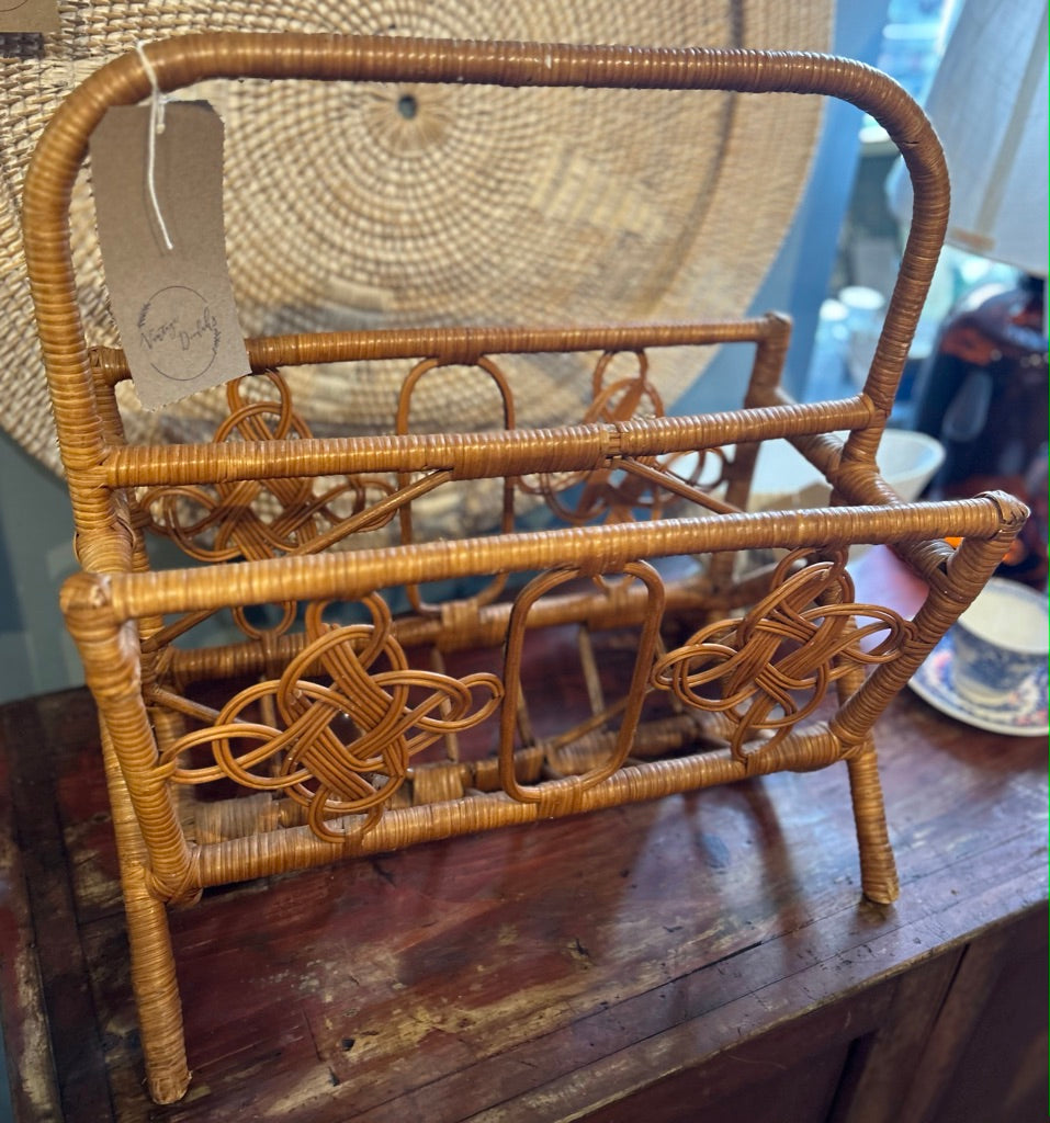 Vintage Wicker 1970's Magazine Rack