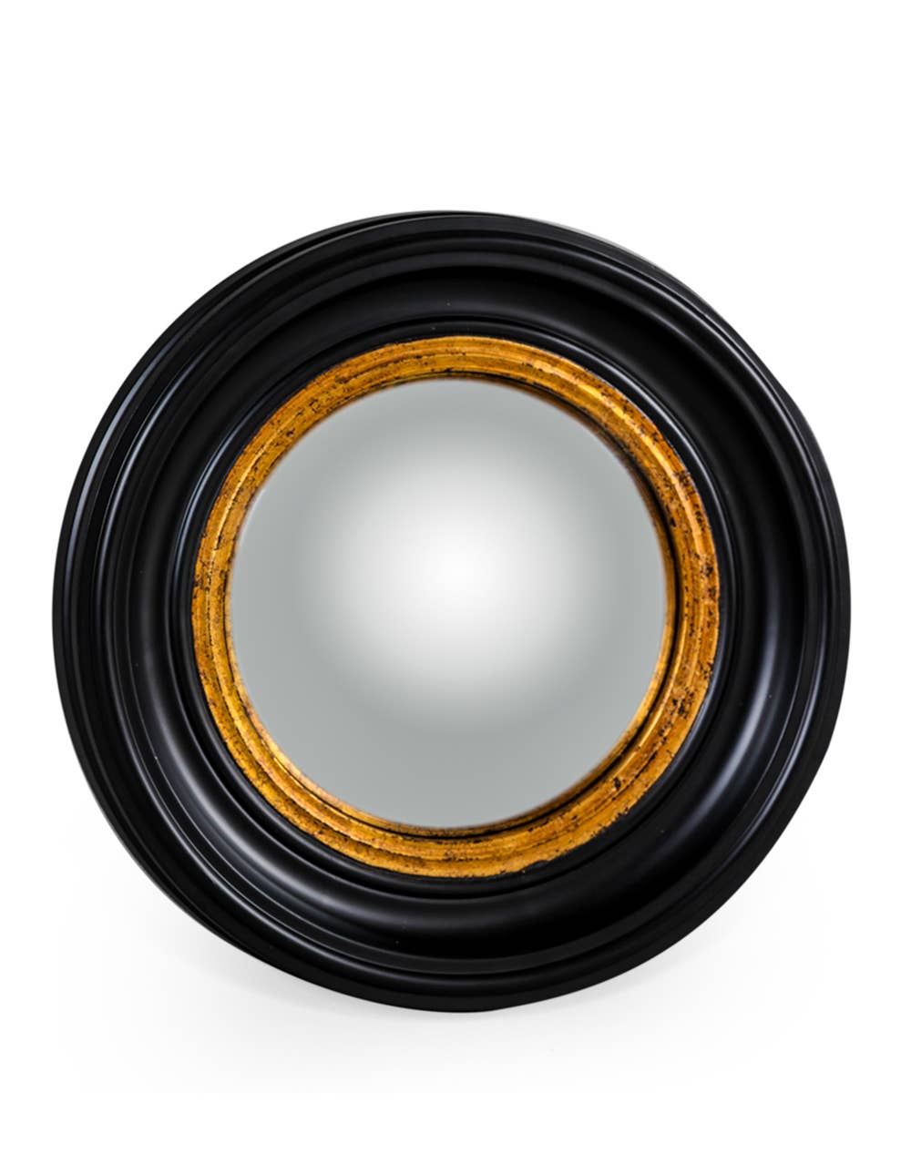 Vintage Style Round Black & Gold Wall Convex Mirror