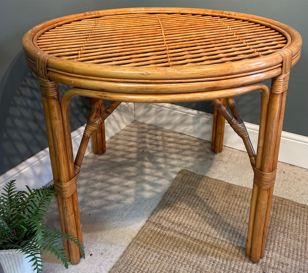 Vintage Round Bamboo Table
