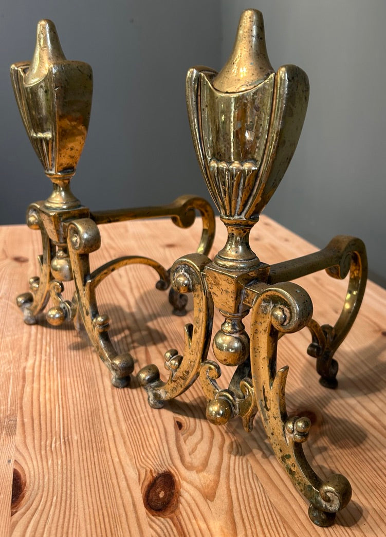 Vintage Brass Fire Dogs