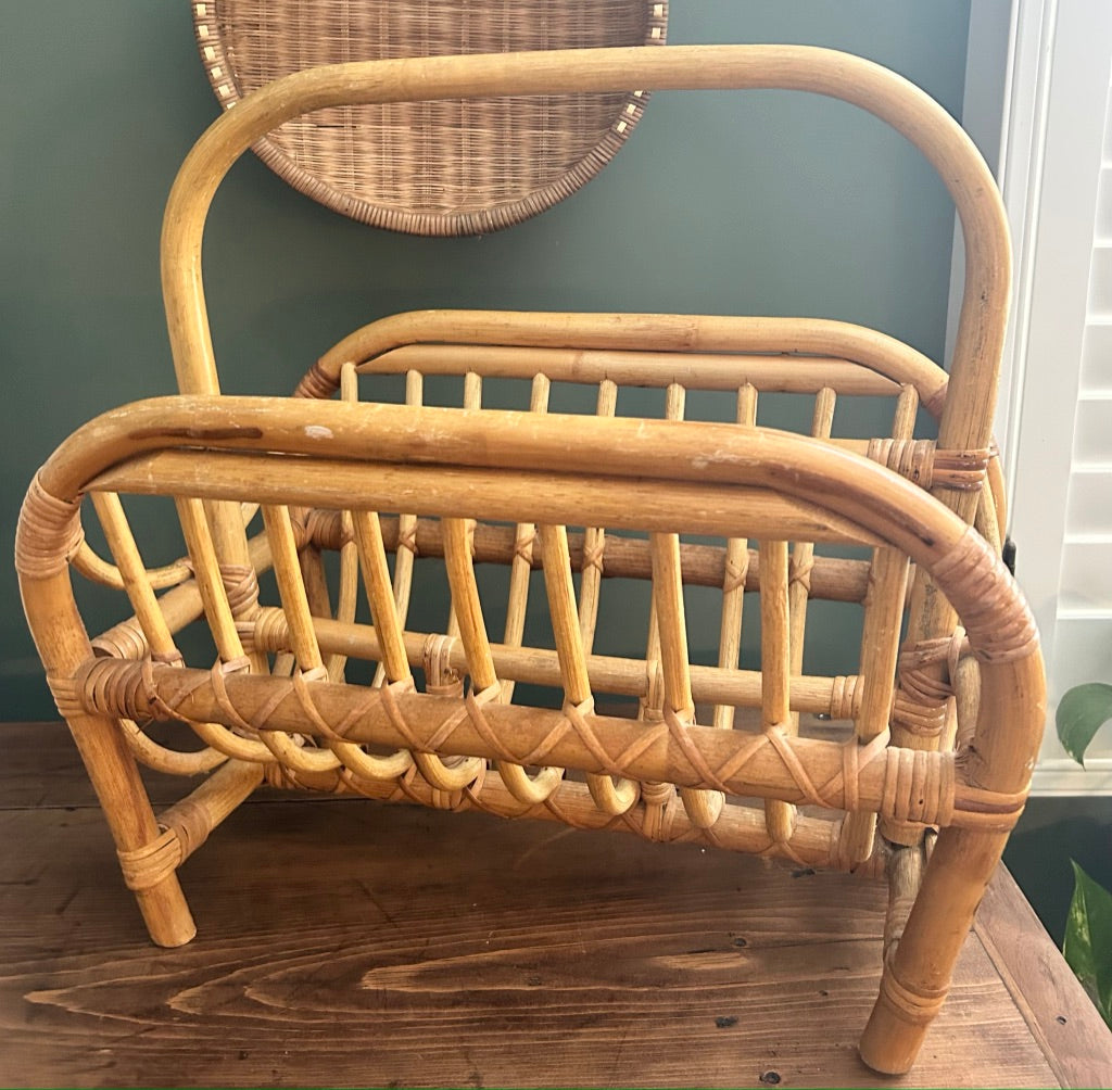 Vintage Retro Bamboo Magazine Rack