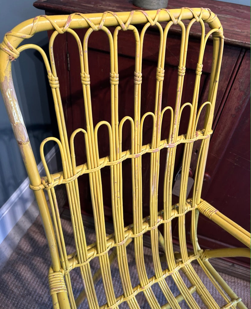 Vintage Bamboo Chair - Painted Yellow
