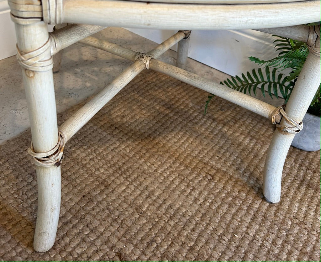 Vintage Bamboo White washed Carver Chair
