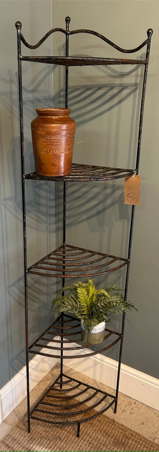 Vintage Cast Iron Heavy Corner Shelving - Plant stand