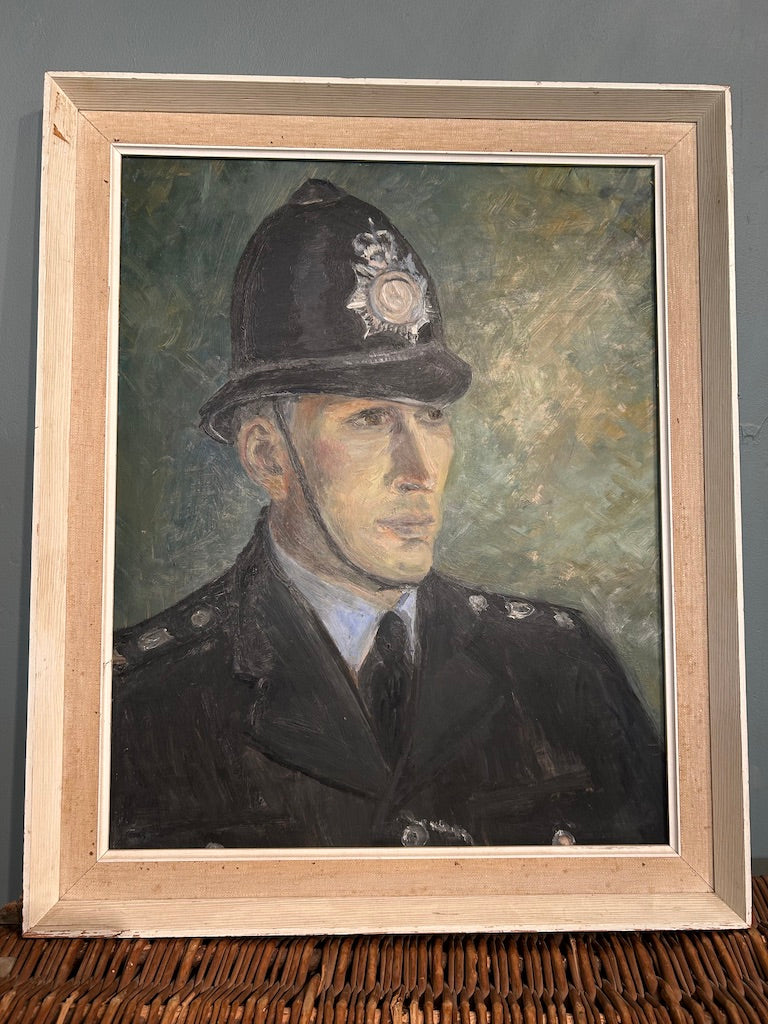 Vintage Policeman Portrait Painting