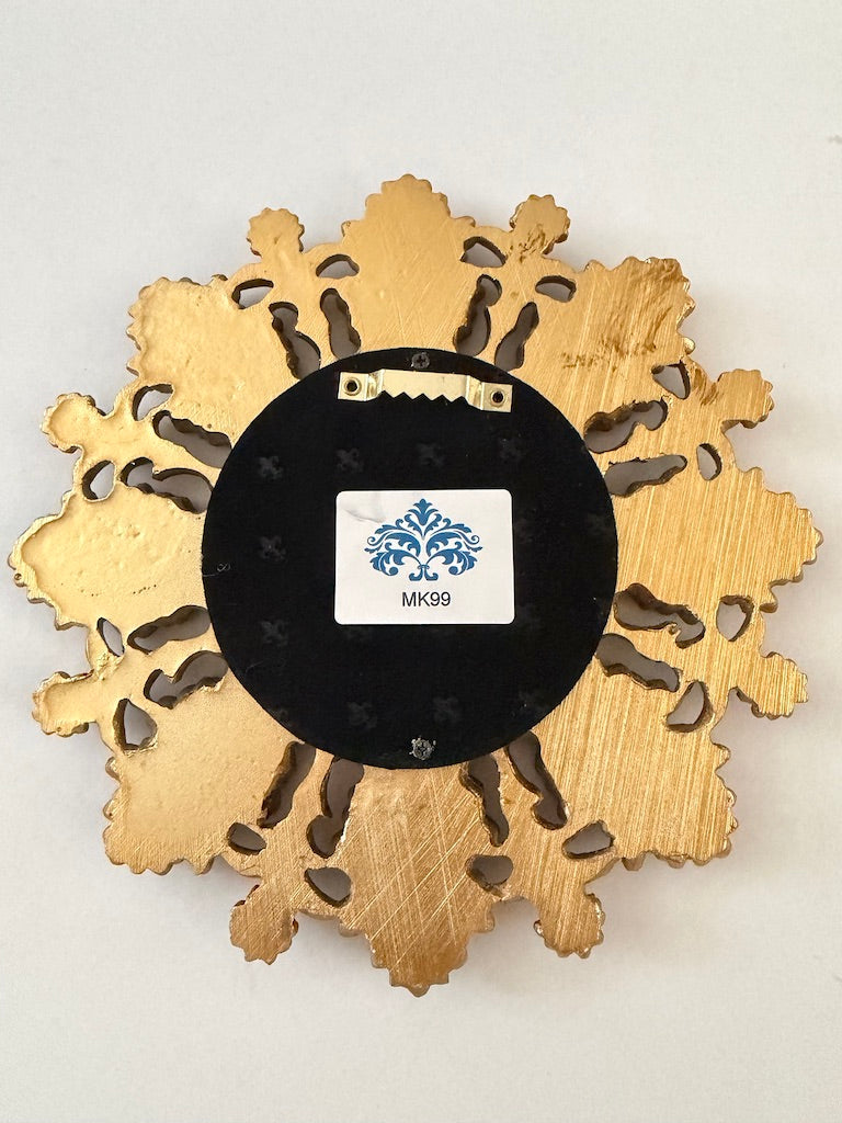 Gold Antiqued Round Port Hole Sunburst Ornate Style Frame Mirror