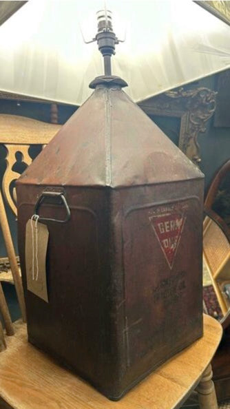 Rustic Vintage Motor Oil Pyramid Can Converted Lamp