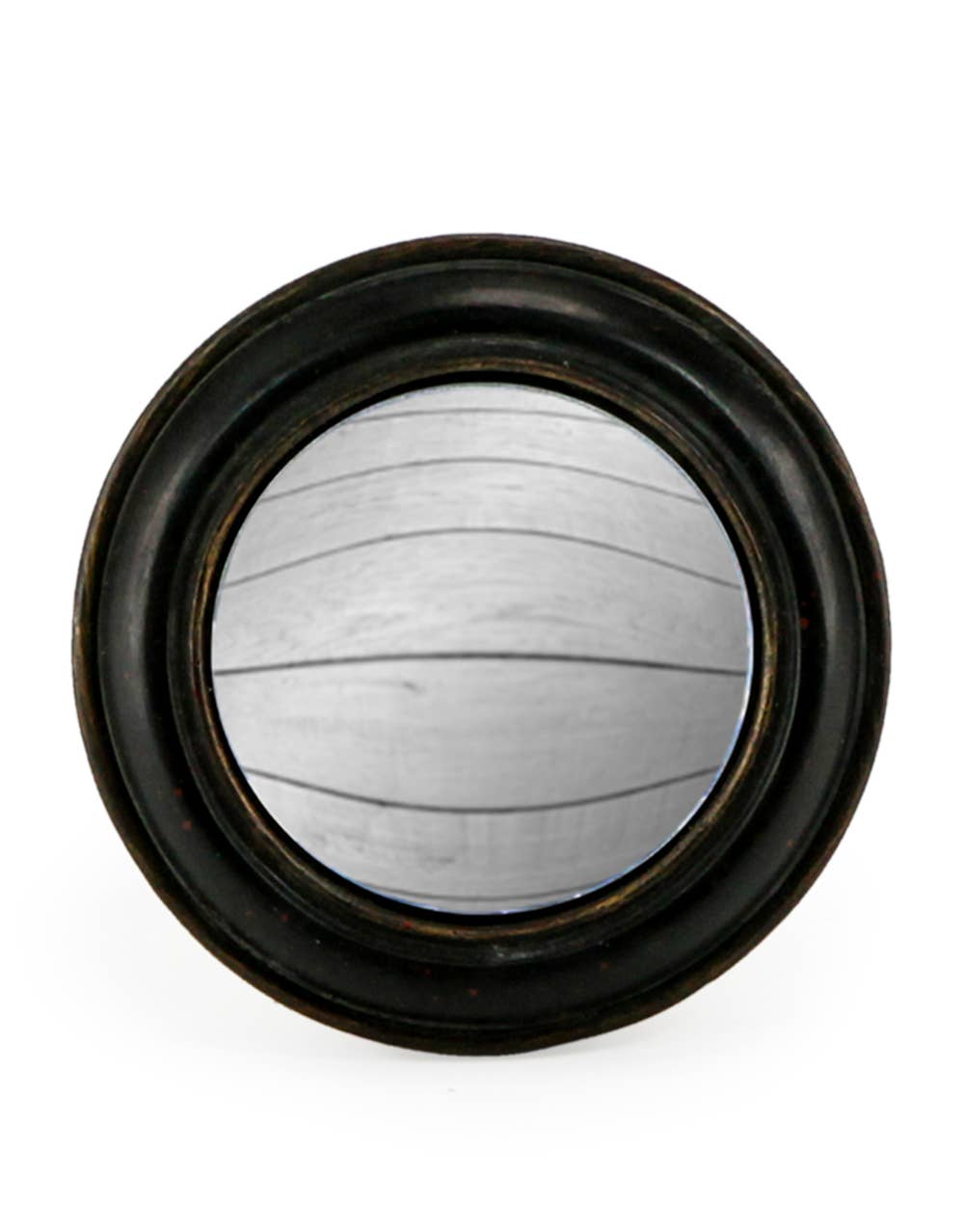 Antique Style Black Round Framed Small Convex Mirror