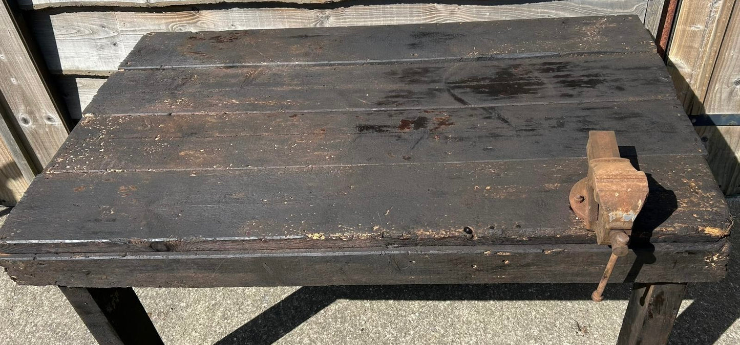 Rustic Work Bench Bench Table with Vice