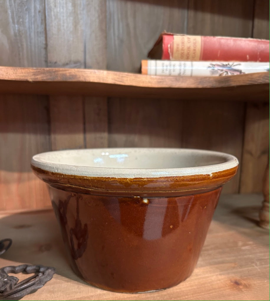 Vintage Small Dairy Bowl - Antique Vessel - Earthenware