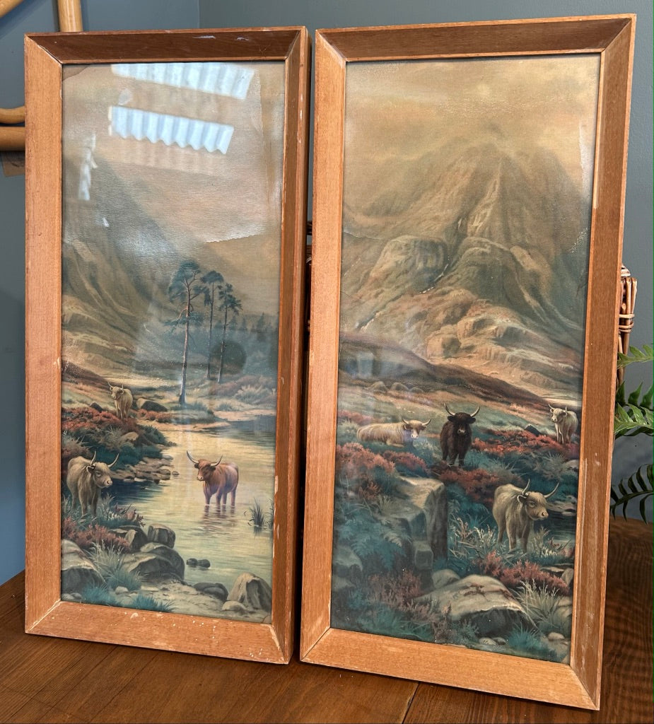 Pair of Vintage Highland Cow