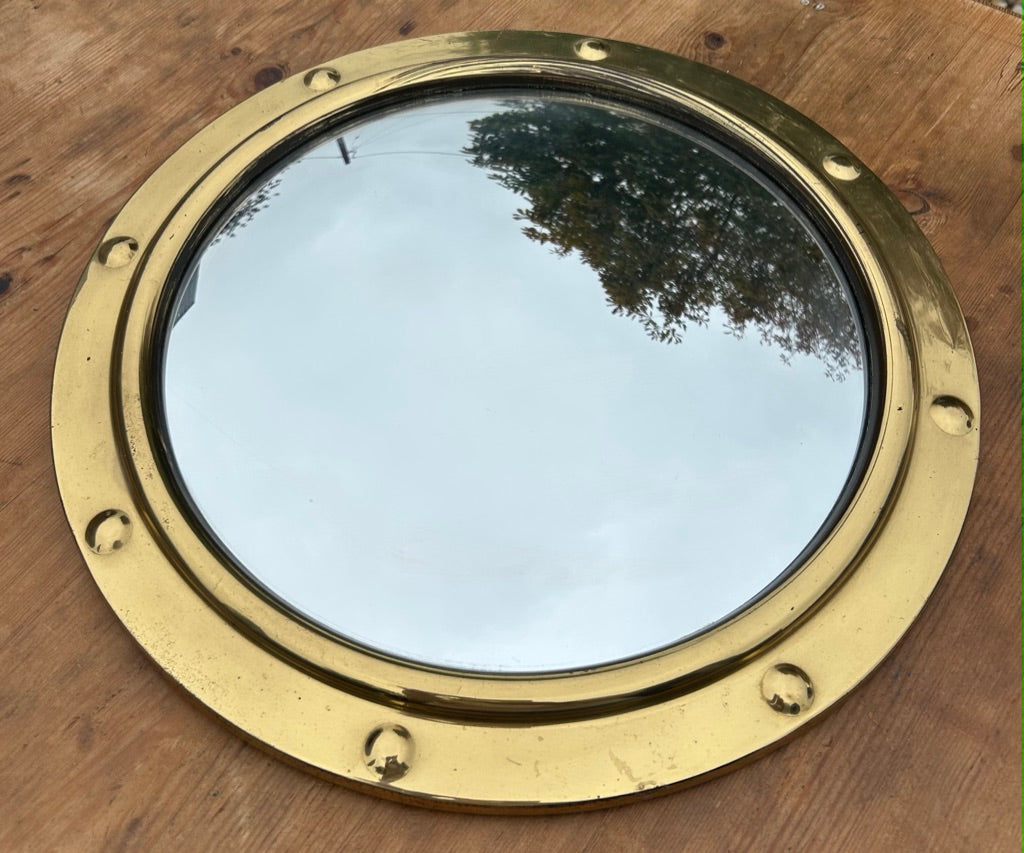 Vintage Brass Round Port Hole Mirror