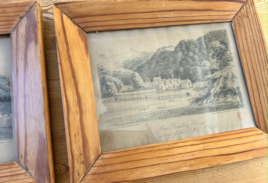 Set of 3 Victorian Devon Landscape Framed Lithographs in Pine frames