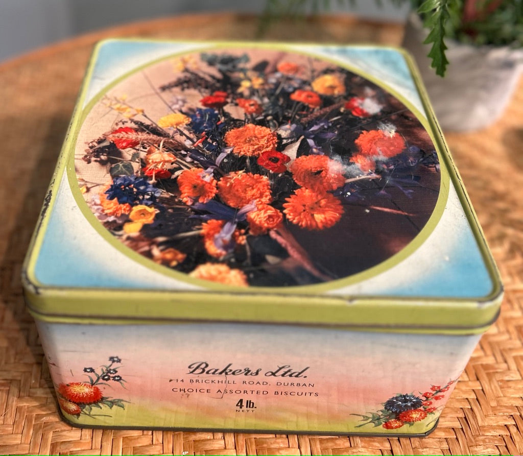Vintage Floral Bakers Bro Tin