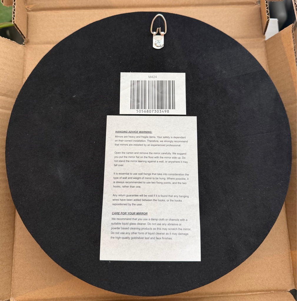 Chunky Black Gold Antiqued Round Port Hole style Mirror