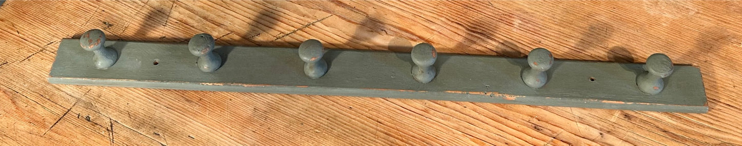 Painted Green Shabby Wooden Coat Pegs