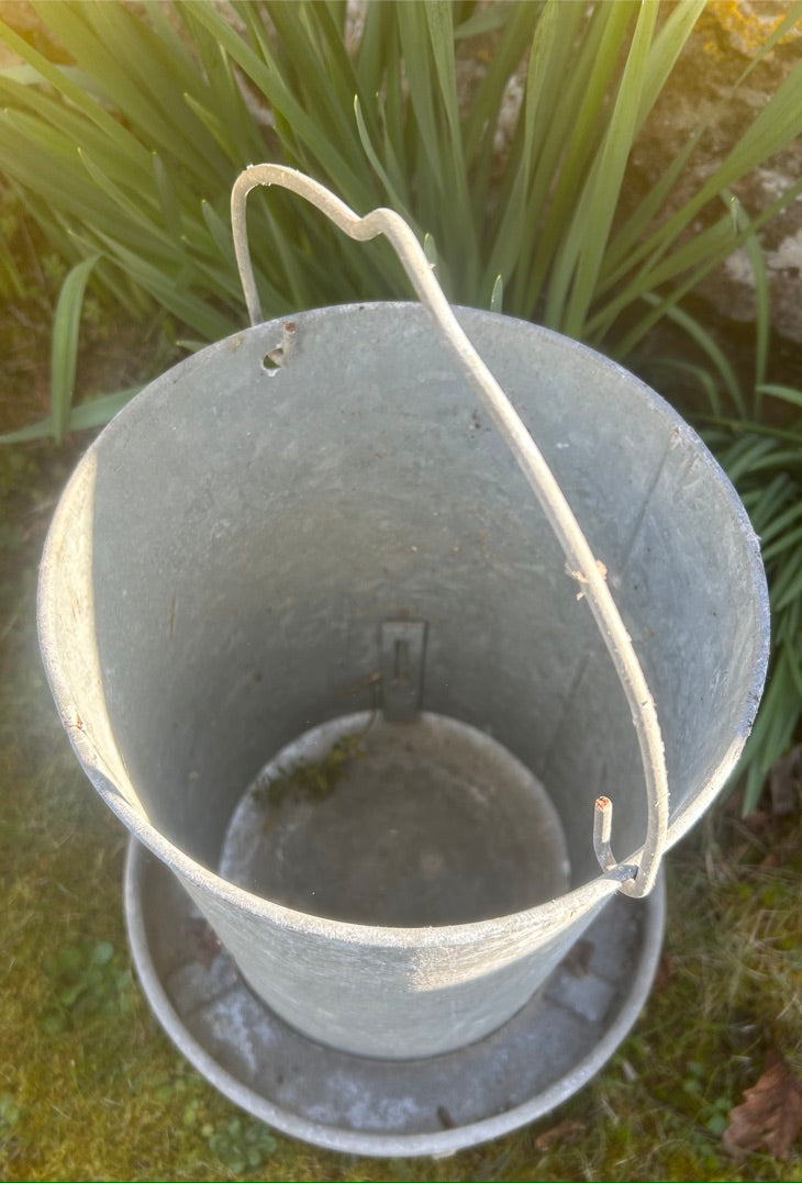 Reclaimed Galvanised Poultry Feeders - Great planters.