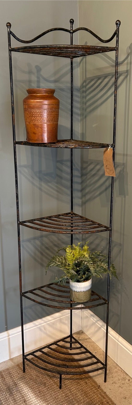 Vintage Cast Iron Heavy Corner Shelving - Plant stand