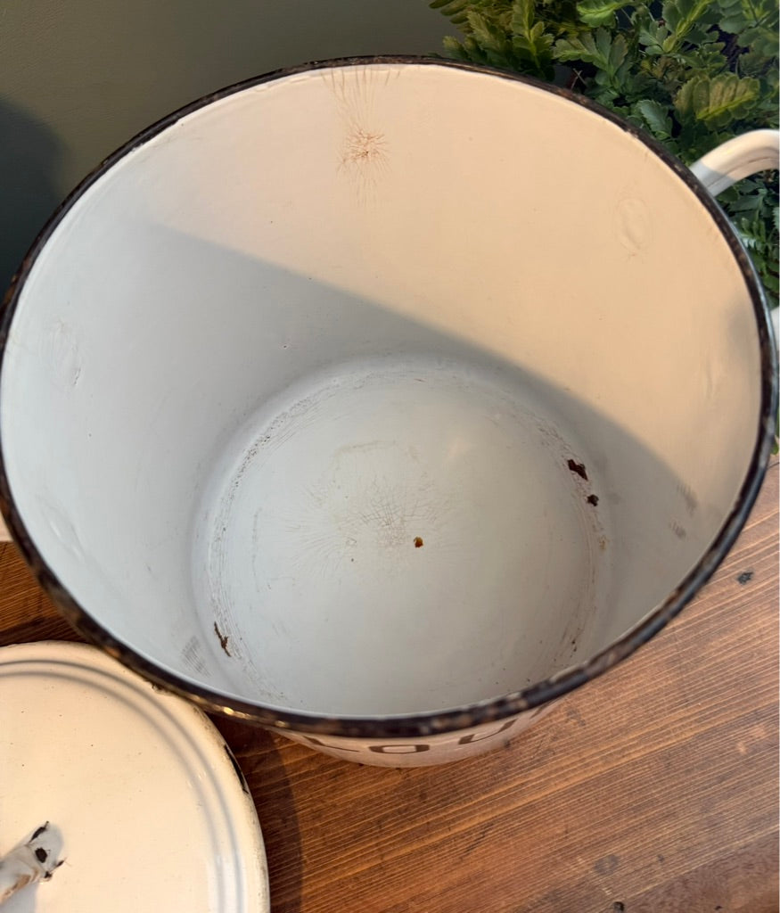 Vintage Enamel Flour Bin