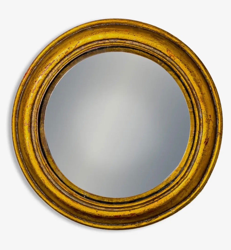 Gold Antiqued Round Port Hole style Mirror - Medium Convex Round frame