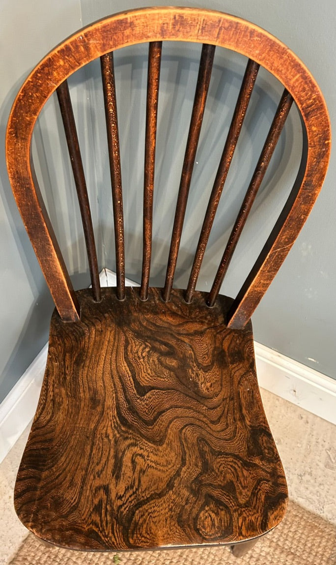 Single Elm Antique Stick Back Kitchen Chair