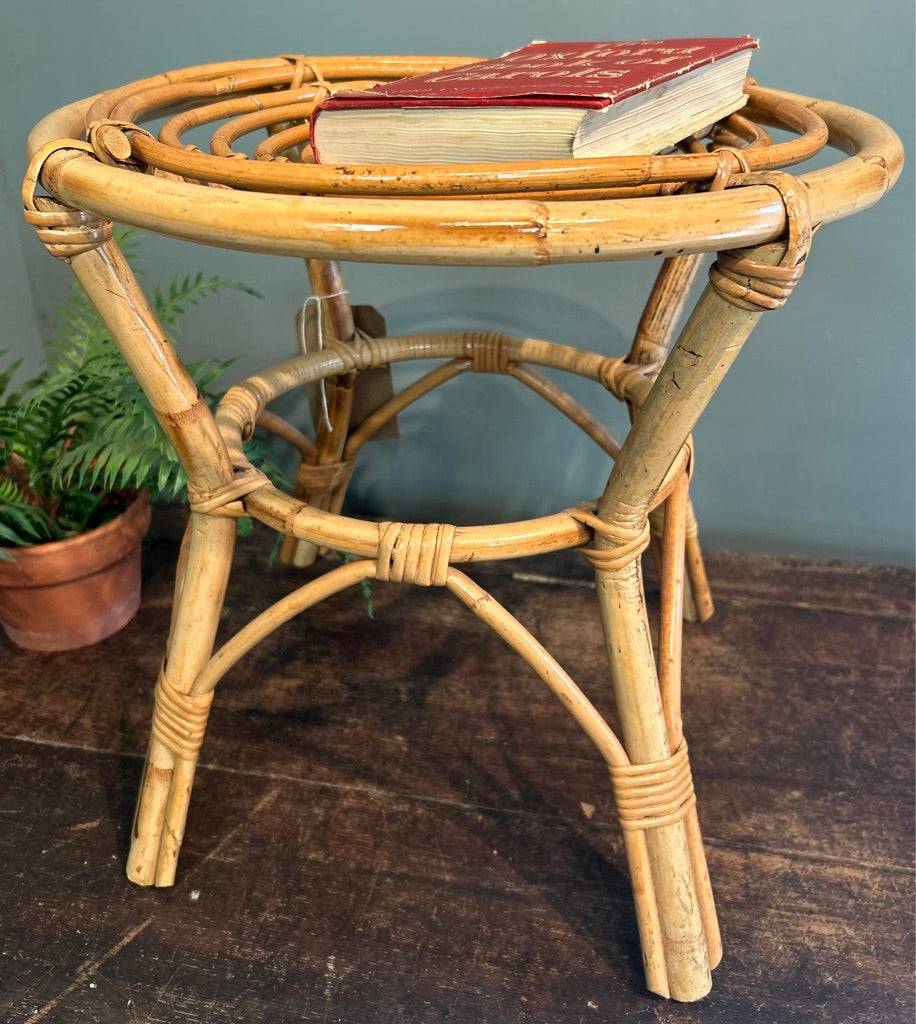 Vintage Round Bamboo Side Table
