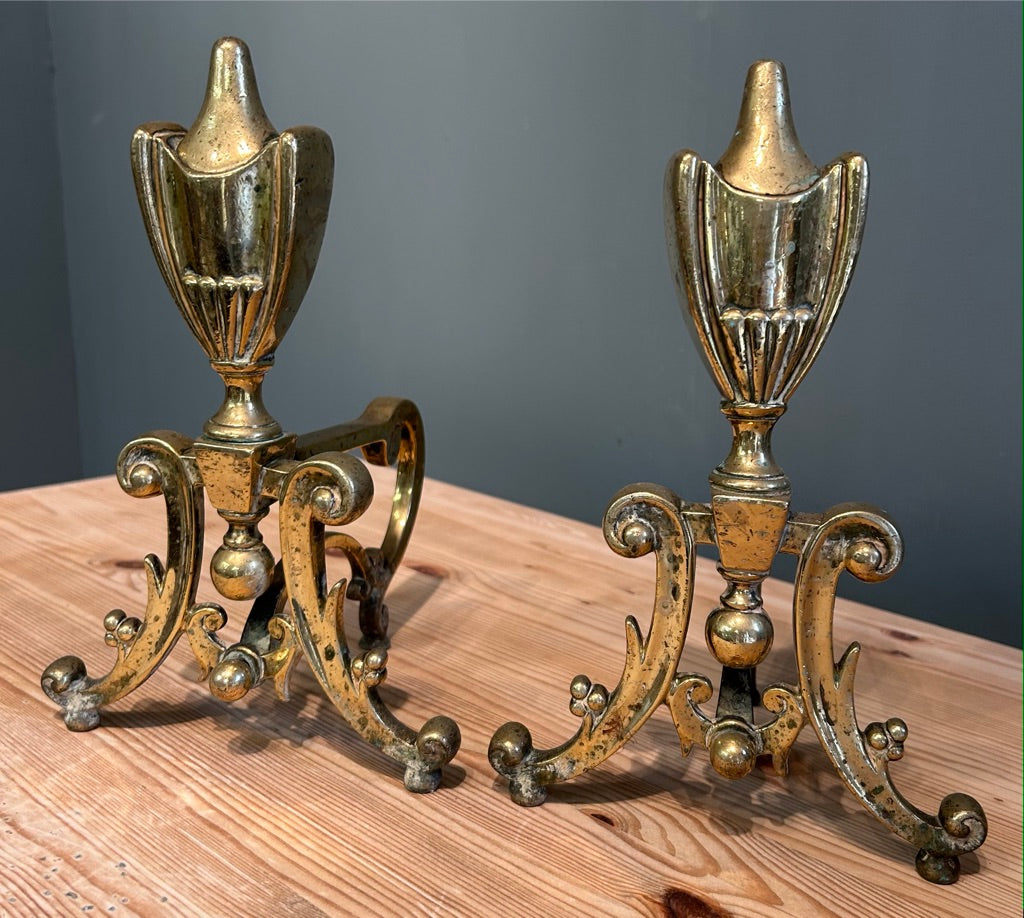 Vintage Brass Fire Dogs