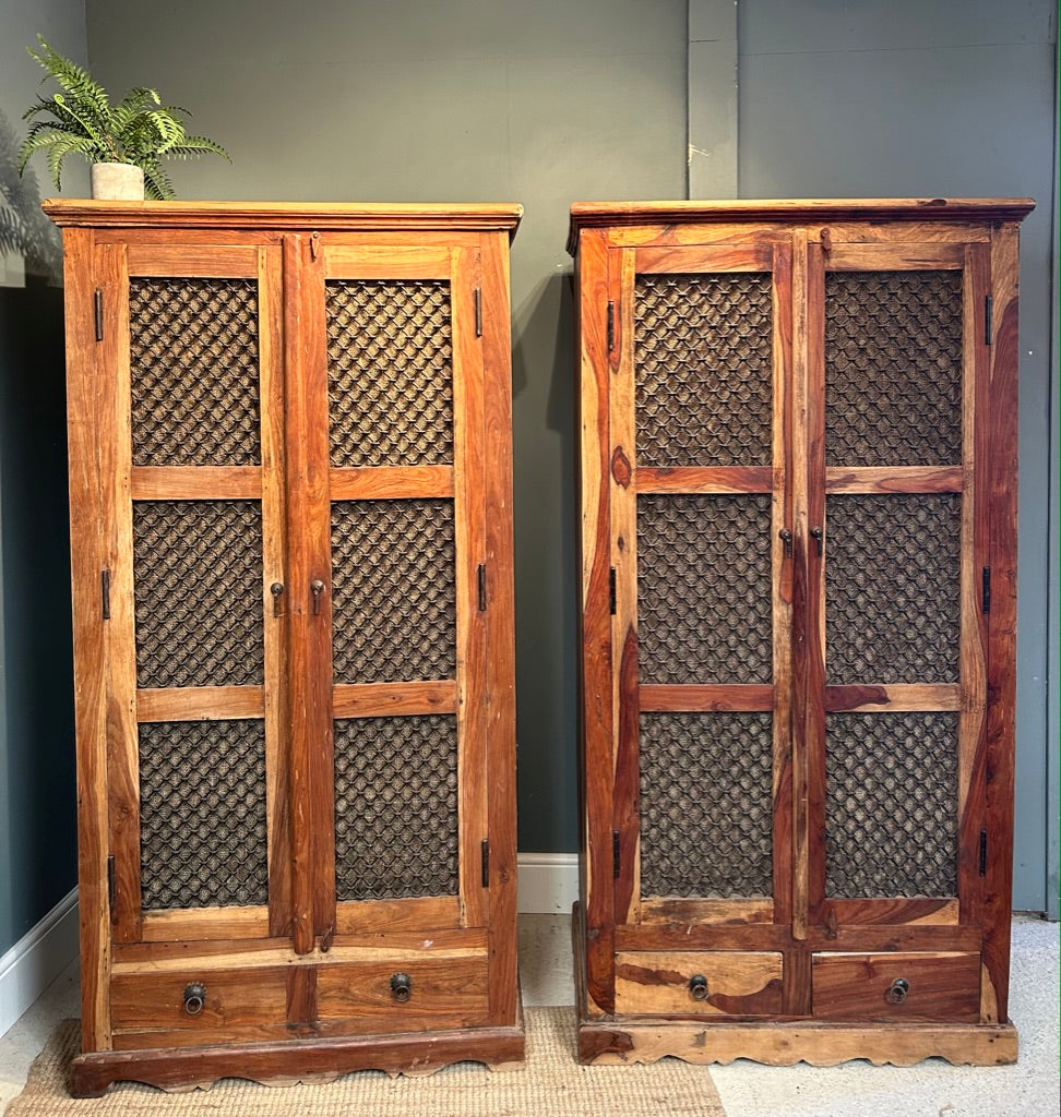 Vintage Indian Rustic Metal Work Wardrobe/storage Cupboard