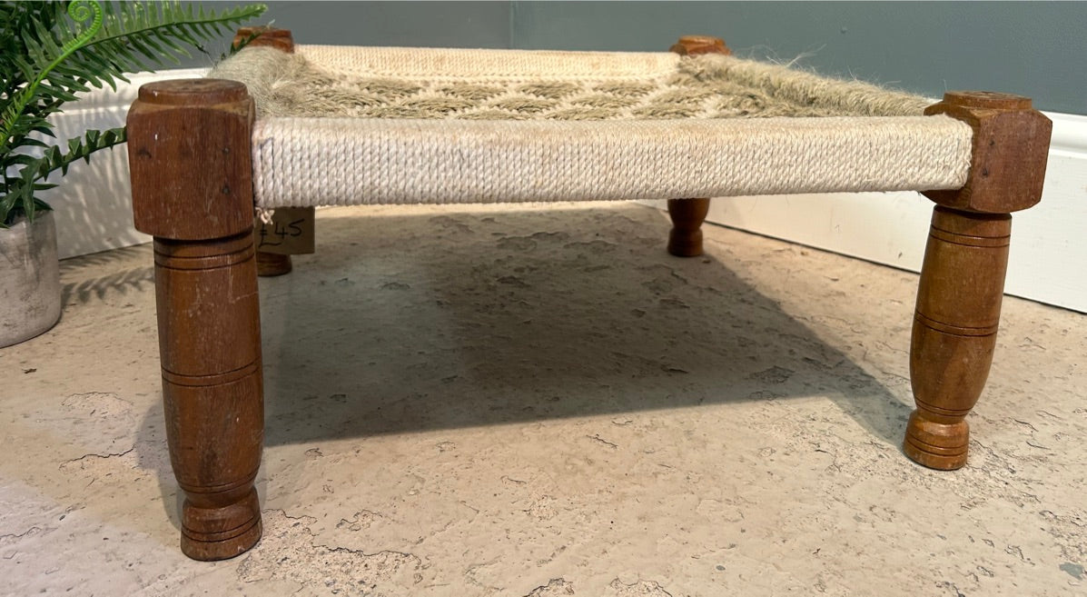 Vintage Indian Hand Woven Low Sitting Stool