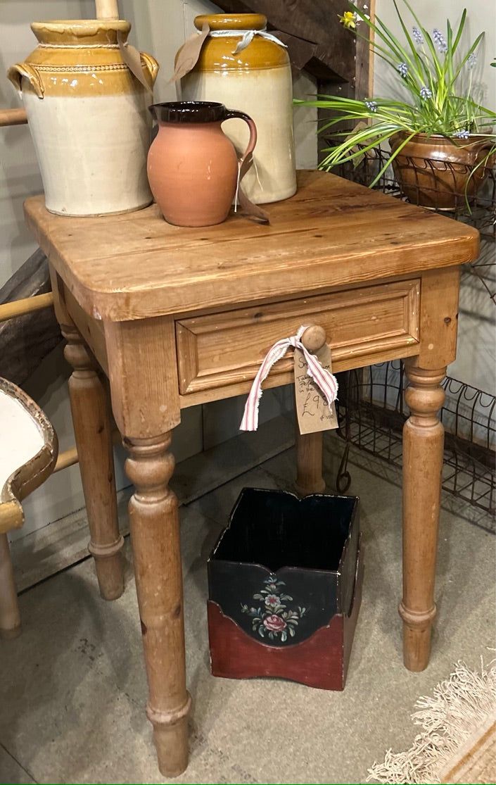 Small Vintage Pine Farmhouse Table with Drawer