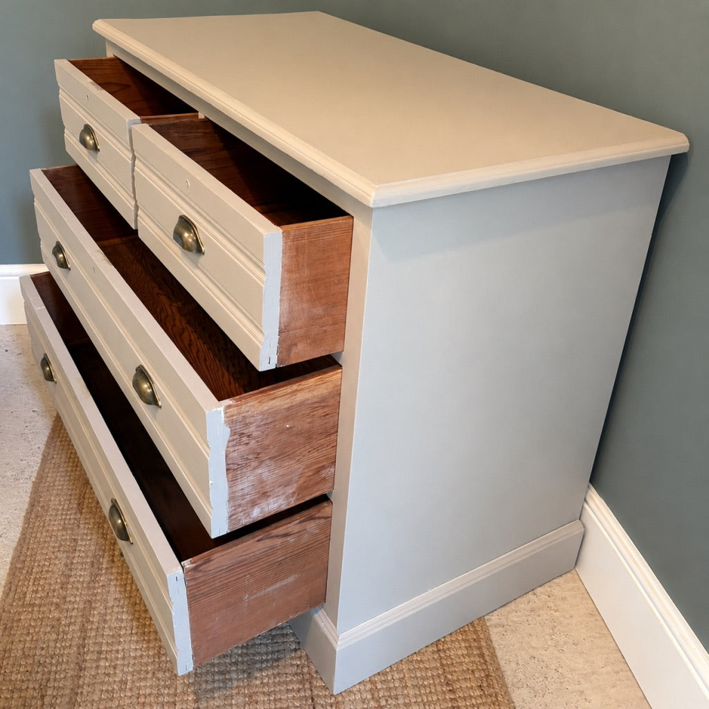 Vintage Painted Chest of Drawers - Frenchic Salt of the Earth with Cup handles