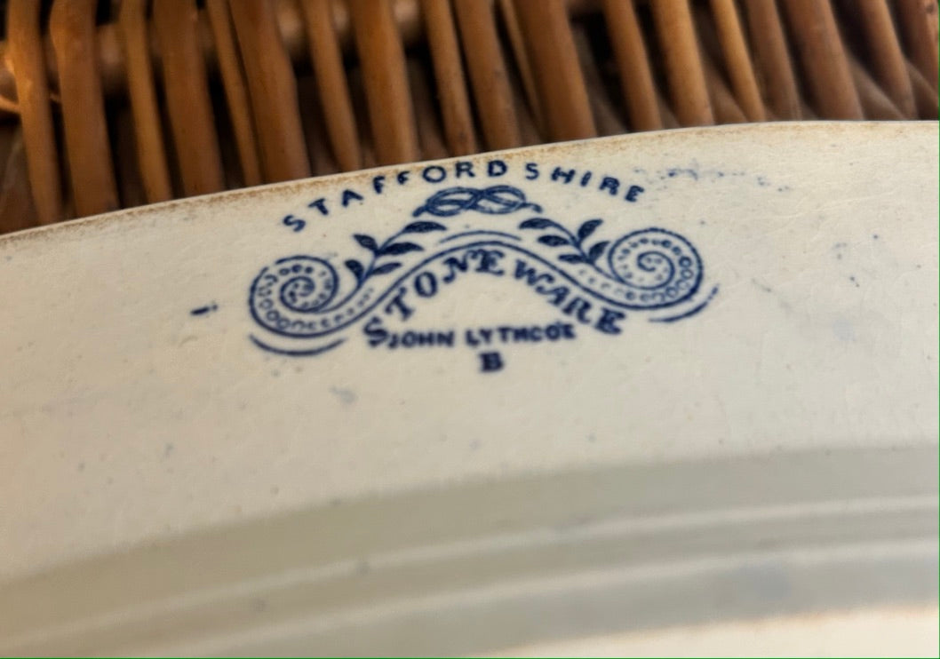 Vintage Oval Blue and White Staffordshire Plate Platter