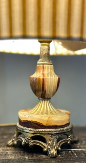 Vintage Onyx Lamp Base with Brass Fittings- Round base